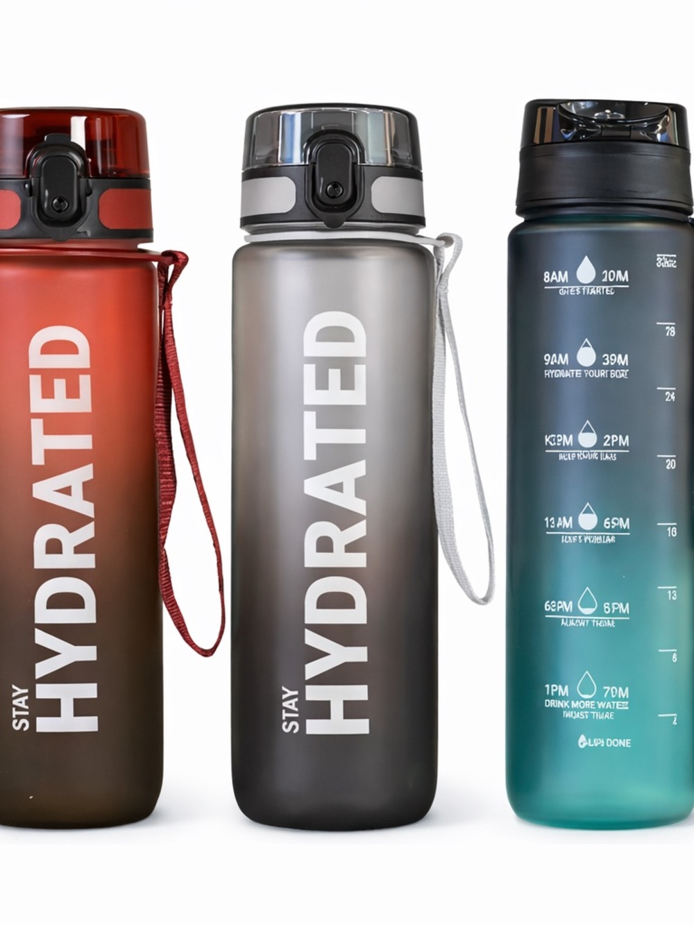 Stay Hydrated Gradient Water Bottle 27 oz- Red, Gray, Teal